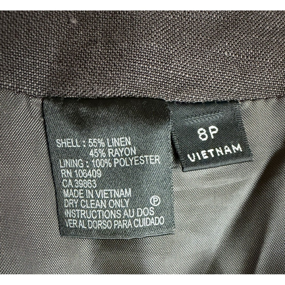 Tahari Arthur S Levine Skirt Suit 8P Yellow Linen Blazer Brown Skirt Leopard Set - Picture 6 of 16